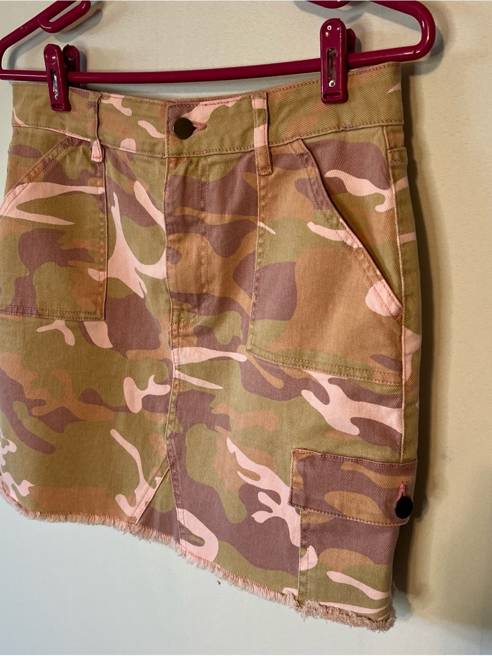 Hollister California Camouflage Cargo A-Line Skirt Button Pockets Sz 7 Waist 28 - Picture 3 of 7